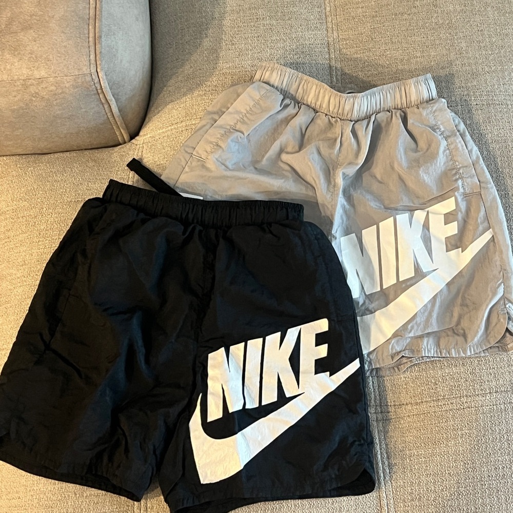 Nike Boys' Two-Pack Logo Shorts in Black and Light Gray